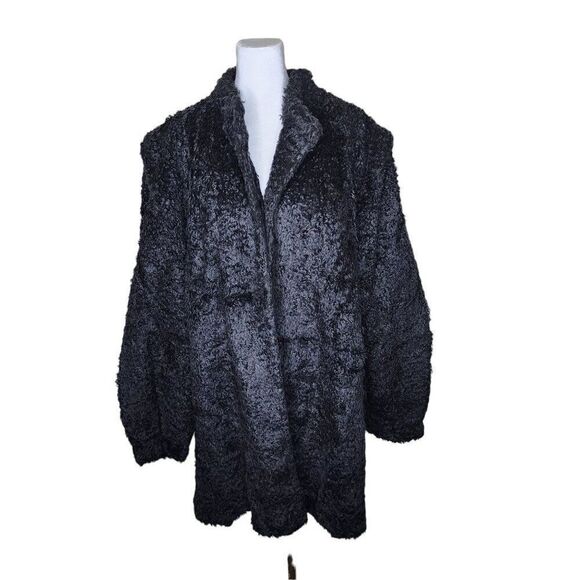Vintage 60s 70s Faux Fur Jacket Coat Womens Size 3XL Black Glam Mob Wife - Picture 1 of 4